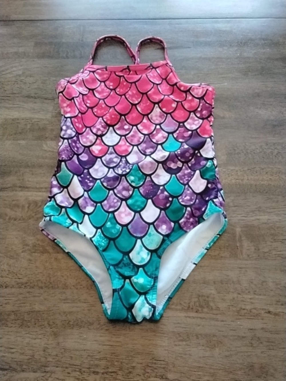 Kids Mermaid Scale One-Piece Swimsuit - Pink, Purple & Teal